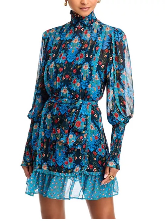 FARM Rio Dresses & Skirts - NWT FARM Rio Arabesque Floral Blue Pleated Dress Sz L